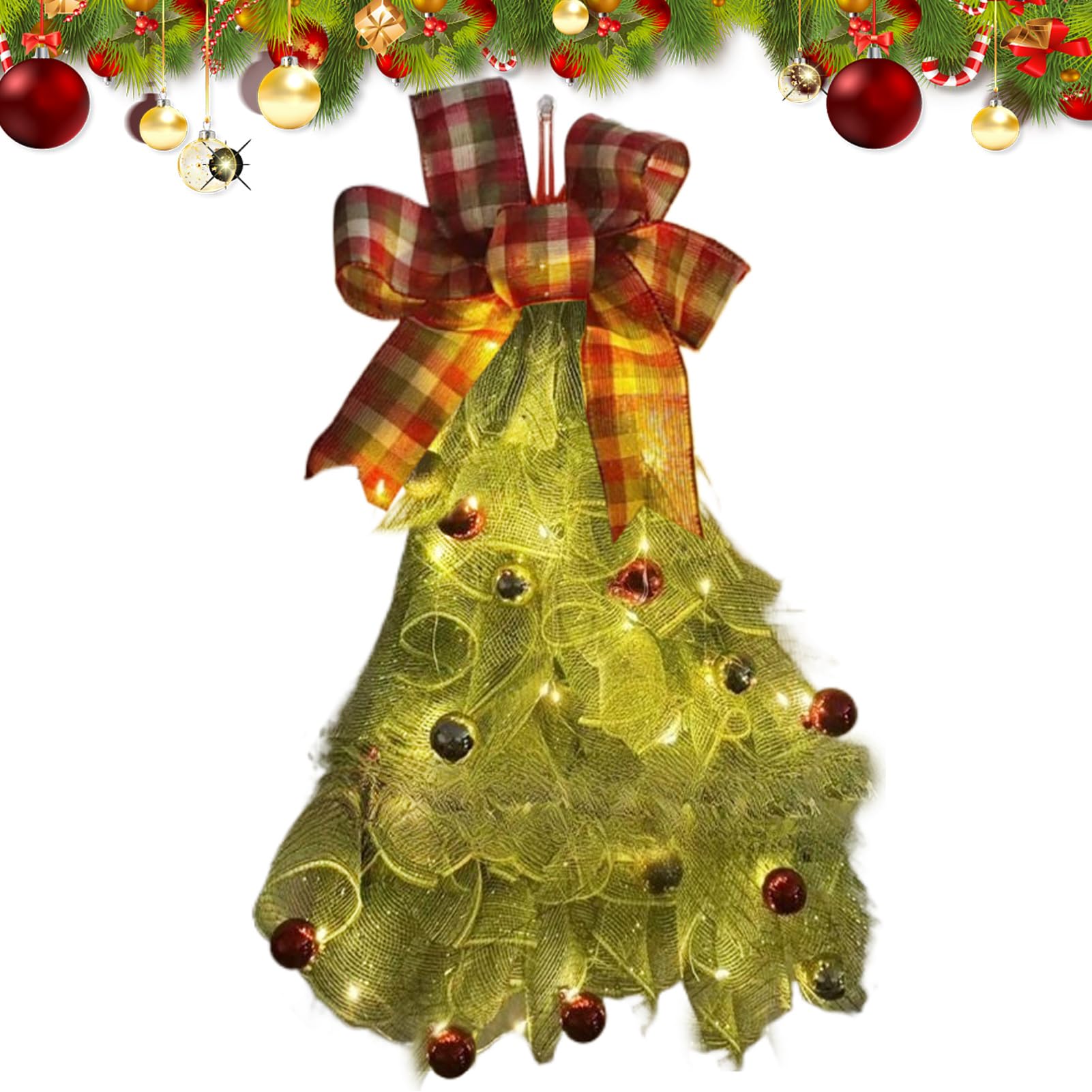 Guirlande de Noël lumineuse grand modèle en pin pour sublimer votre entrée