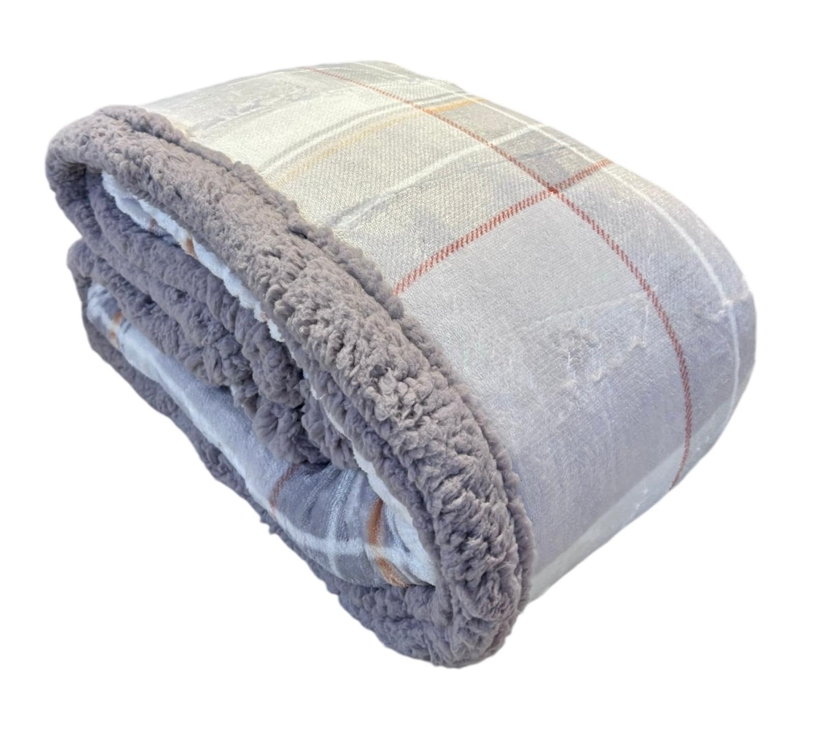 Tata Home Coperta Plaid Morbida Coperta Pile Super Calda Invernale Plaid Divano Flanella Retro Agnellato Sherpa 3 Misure 5 Disegni (Scozzese Beige, Singolo 150x200 cm)