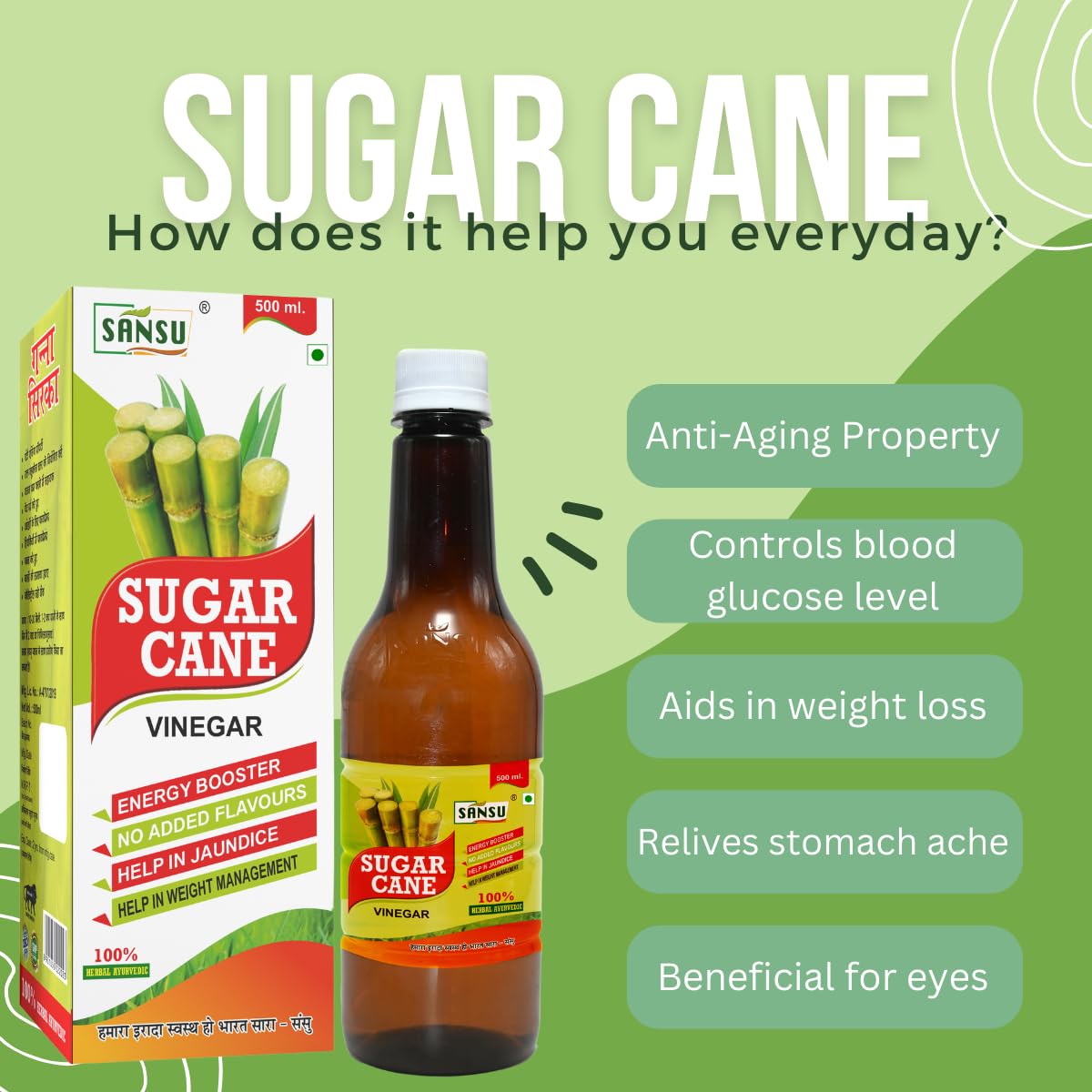 SANSU Sugarcane Vinegar, 500ml (Pack Of 3) 1