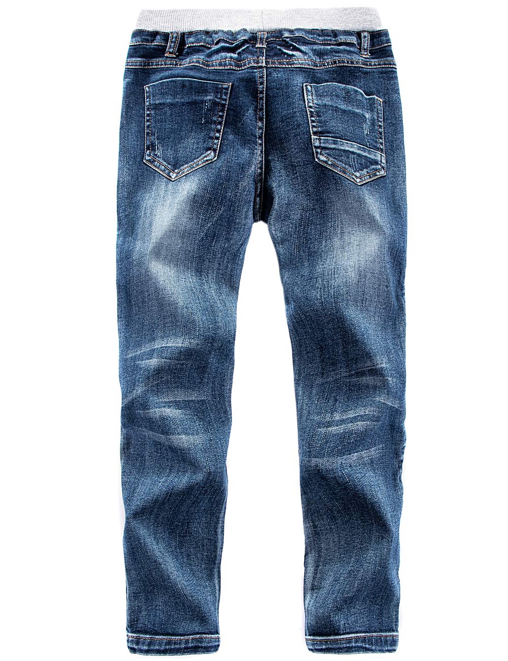 Jeans en Denim pour garçons, Taille élastique côtelée Pantalon en Coton