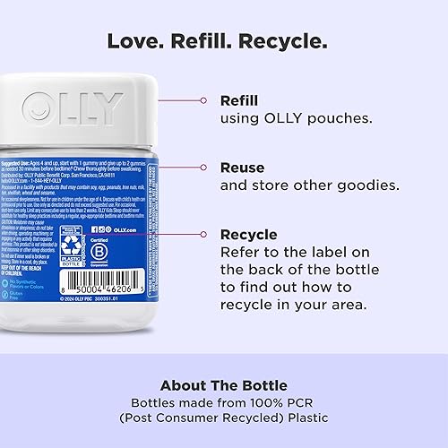 Miniatura 5 de OLLY Gomitas para dormir para niños, apoyo ocasional para dormir, 0.5 mg de melatonina, L teanina, manzanilla y bálsamo de limón, suplemento