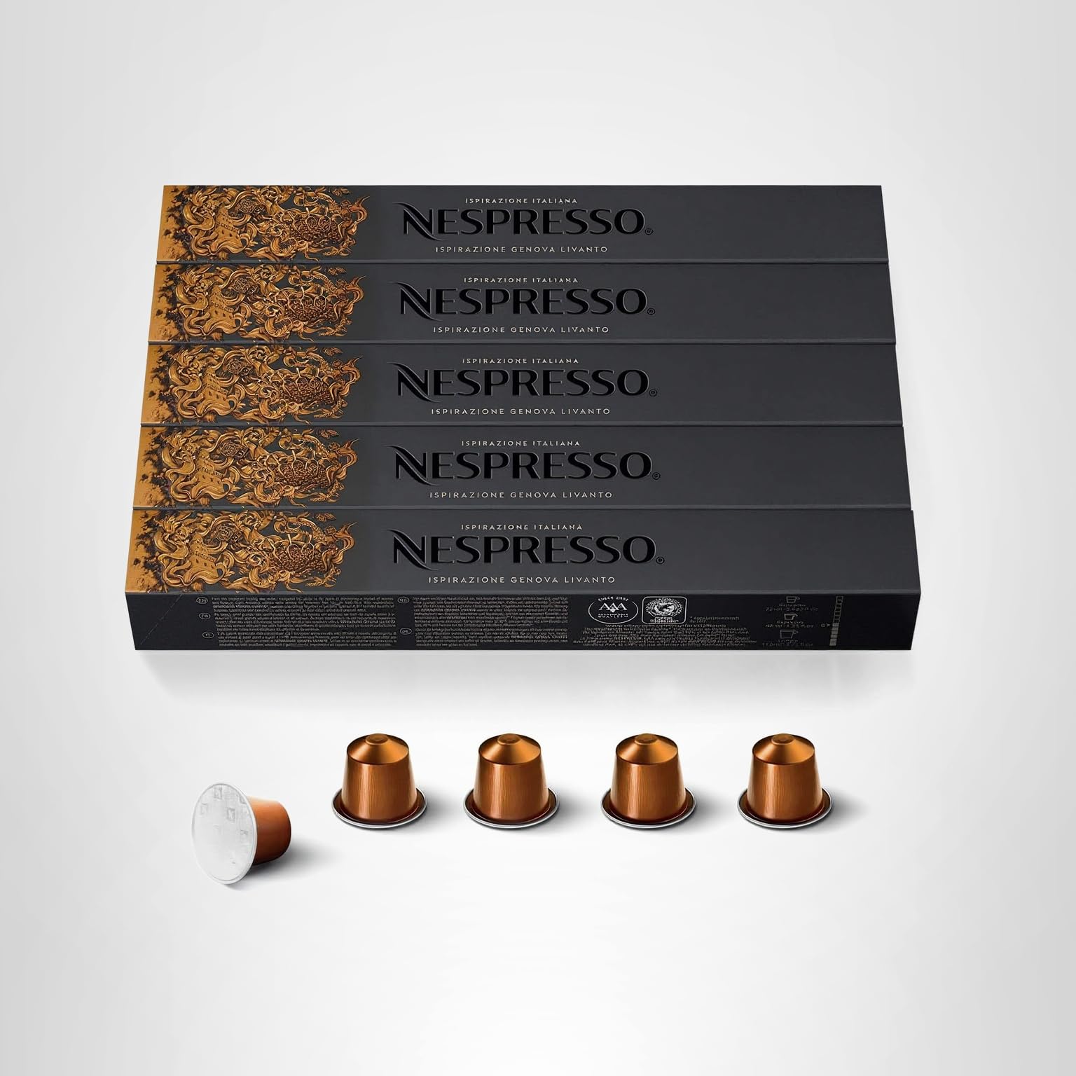 Nespresso Capsules Original Line, Ispirazione Favorites Variety Pack, Medium & Dark Roast Espresso Coffee, 50 Count Coffee Pods: Livanto 50 Count (Pack of 1)