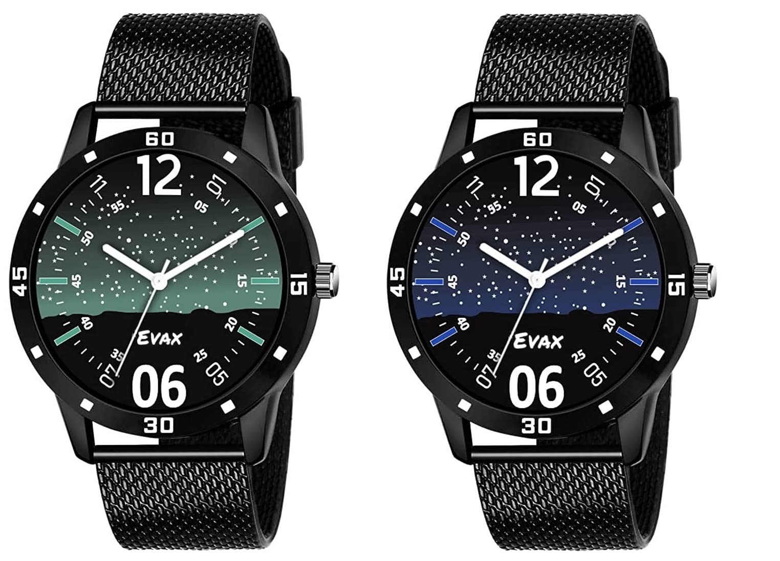 Evax Analogue Black Watch Combo (Green-Blue) (B09VV2F64X) Amazon Price History, Amazon Price Tracker