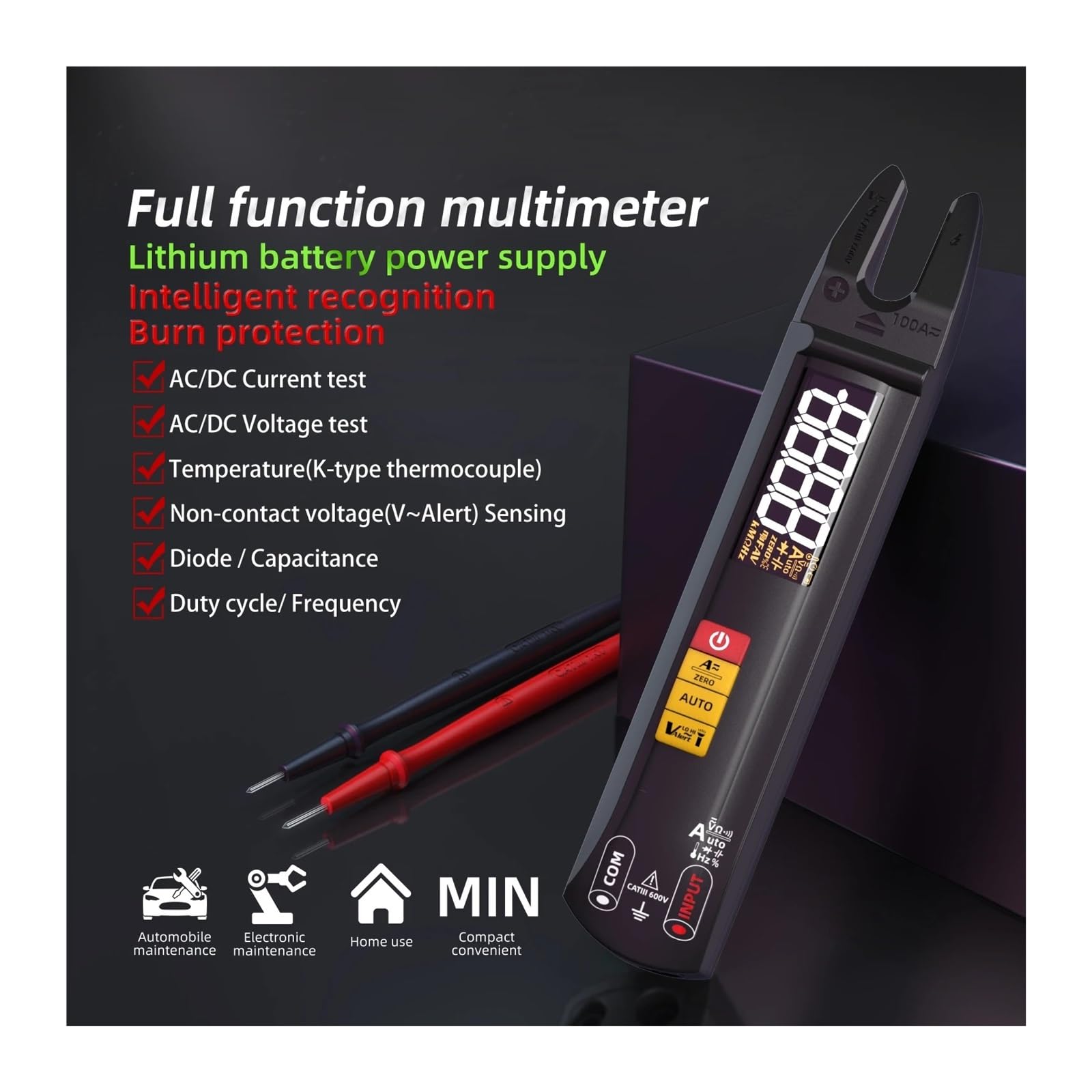 U0 U1 100A Pinza amperometrica digitale True RMS AC DC rilevamento NCV | Misura corrente AC DC e valori elettrici senza scollegare i circuiti per manutenzione e diagnosi(U1)