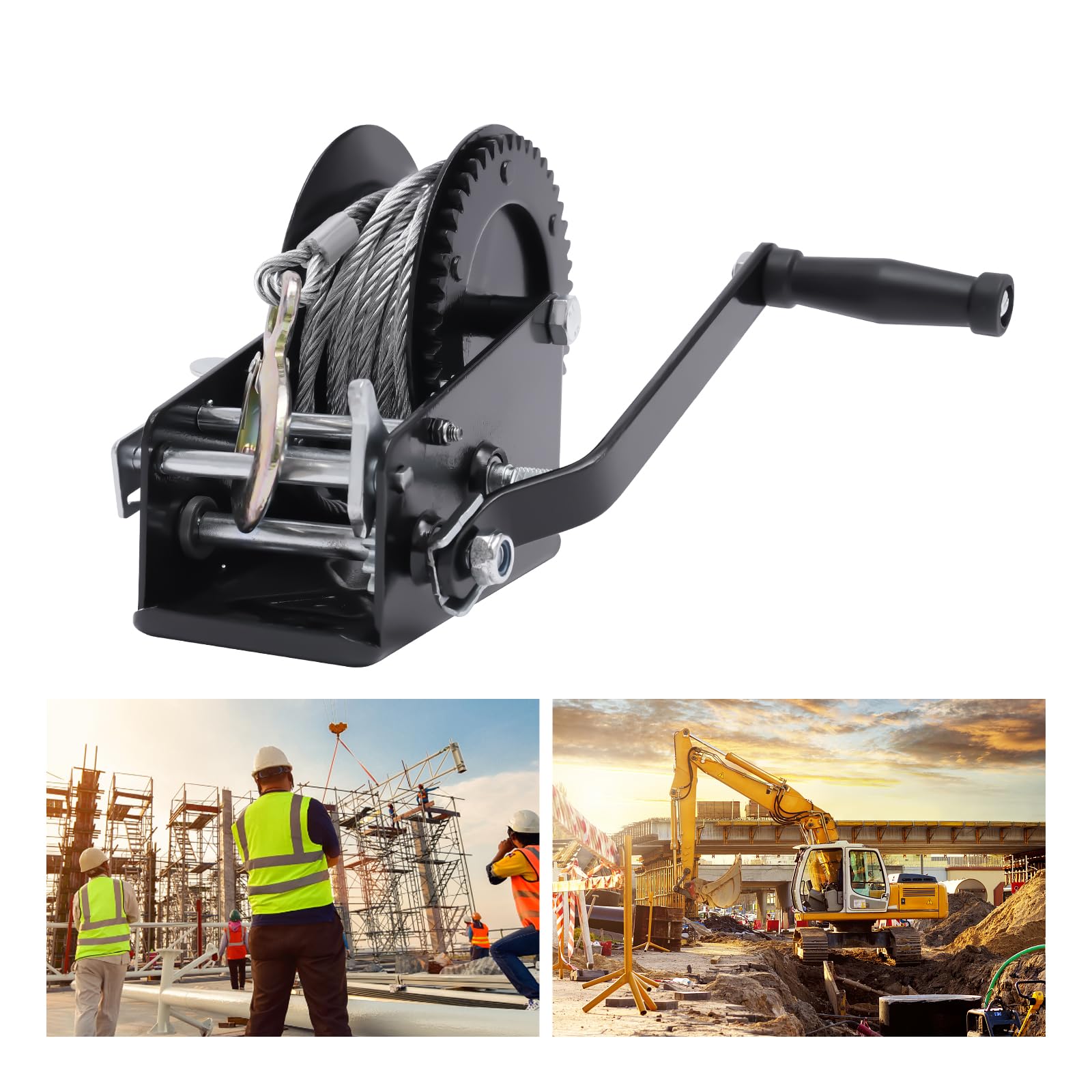 Verricello Manuale Con Cavo Acciaio 33m - Portata 3500 Kg Per Traino, Barche E Pickup - Foto 11