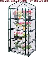 Vista 6 de Cubierta de repuesto para invernadero de 4 niveles, cubierta de repuesto de PVC transparente con puerta enrollable con cremallera, 27 pulgadas