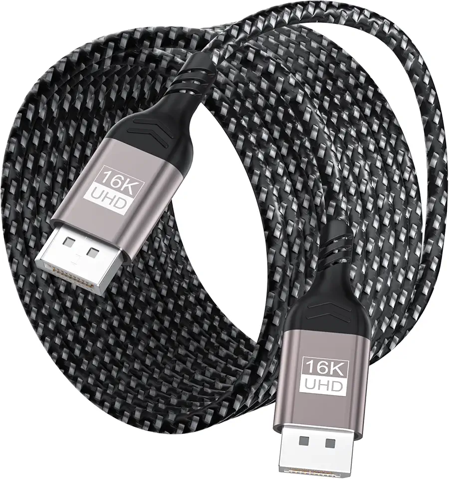 Cabo Displayport 2.1 3 m, cabo DP 2.1 suporta 16K@60Hz, 8K@120Hz, 4K@240Hz, 80Gbps HDR10 HDCP DSC 1.2a, porta de exibição de vídeo 2.1 compatível com cabo FreeSync G-Sync placa de vídeo para
