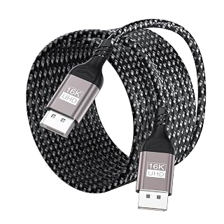 Displayport Cable 2.1 10FT, DP 2.1 Cable Support 16K@60Hz, 8K@120Hz, 4K@240Hz, 80Gbps HDR10 HDCP DSC 1.2a, Video Display Port 2.1 Cord Compatible FreeSync G-Sync Gaming Monitor Graphics Card - Amazon product rated Grade A