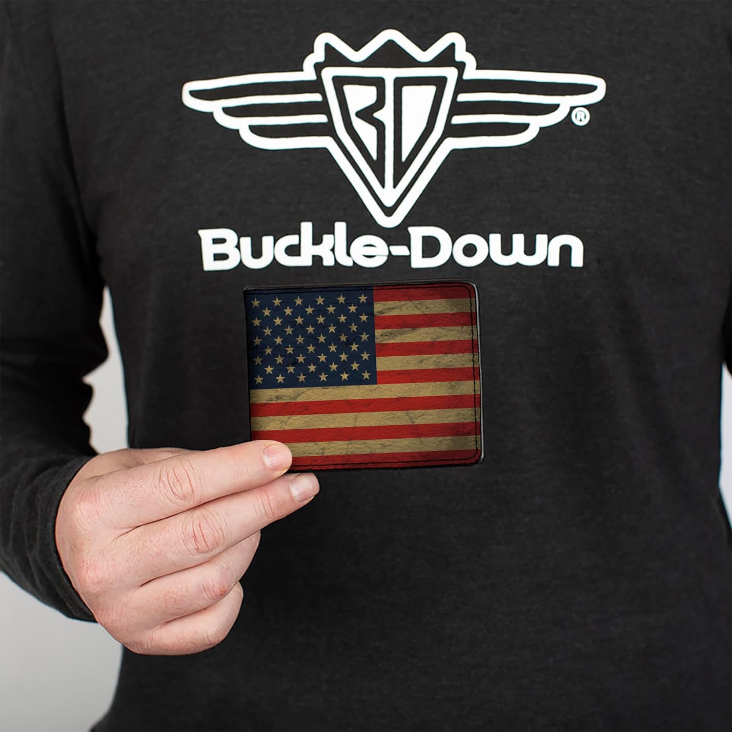 Buckle-Down Unisex-Adults Buckle-down Pu Bifold - American Flag Weathered - Image 3