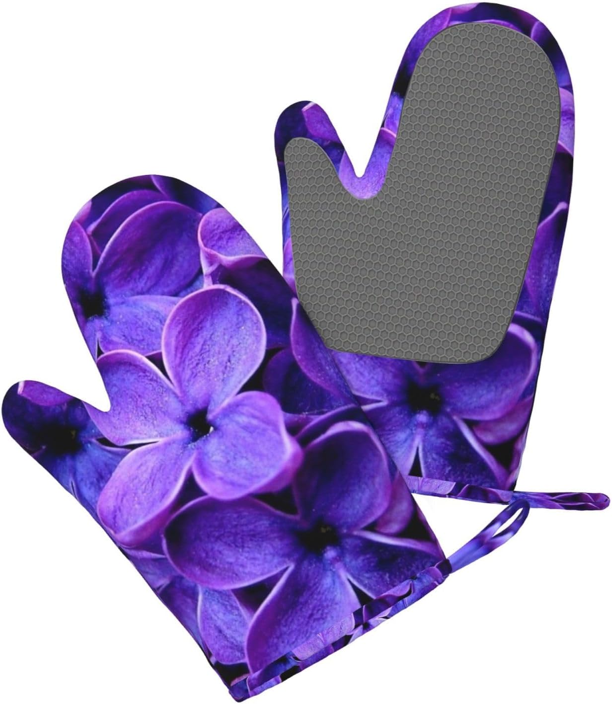 Violet Flower Oven Mitts and Pot Holders Set of 4 Heat Resistant Kitchen Gloves with Silicone Palm Hot Pads for Baking Cooking Grilling BBQ