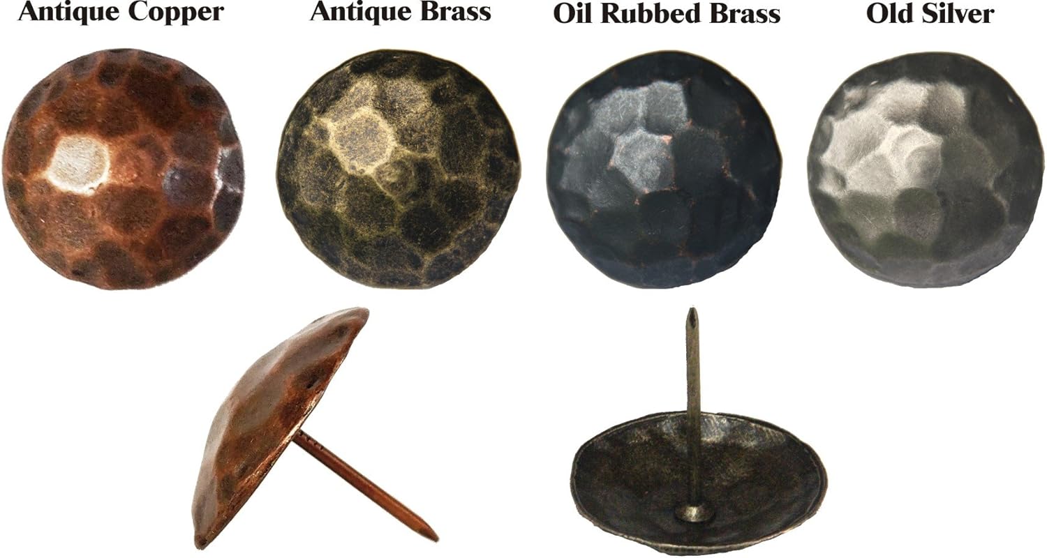 100 small Clavos rustic hamered nailheads in Antique Brass about 3/4 inch