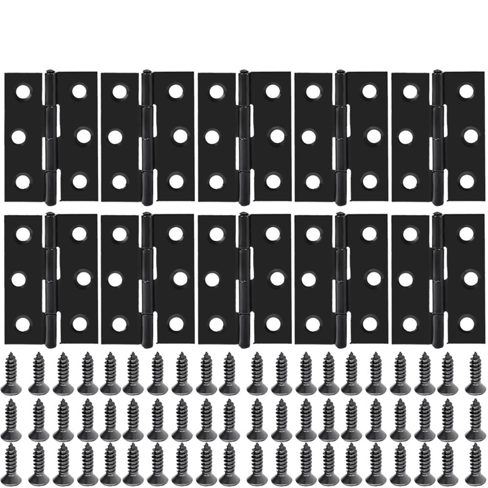 Huwoyg Black-10Pcs Stainless Steel Hinge For Furniture Wooden Doors Windows Cabinets Cupboards Fitting Hardware 6 Mounting Hole With Screw For Gate(Black-10Pcs)