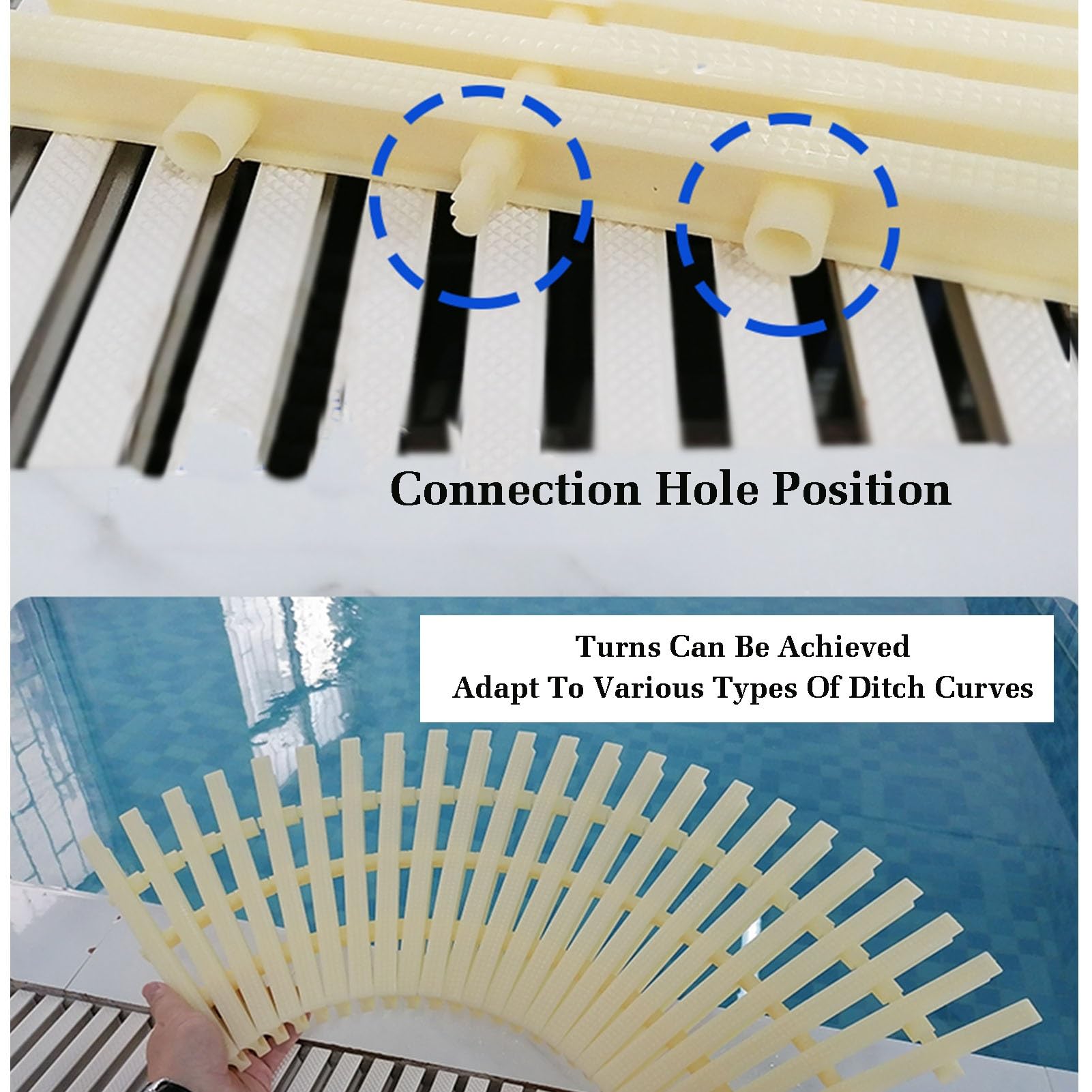 Rejillas para Piscinas, Rejilla de Drenaje Duradera para Piscinas - Canaleta de PVC empalmable, 25x100CM, Juego de 4, Ideal para desagües de rebosadero en Interiores y Exteriores, p