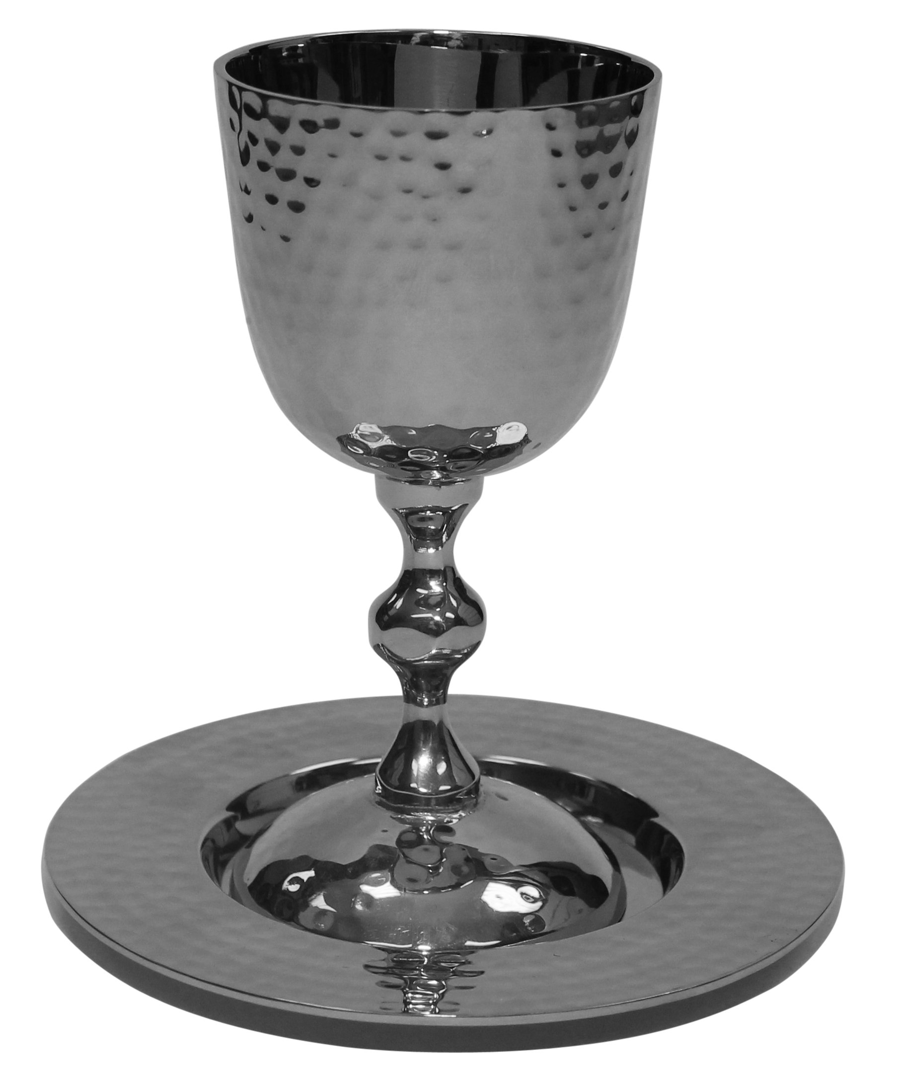 Majestic Giftware KC1100V Kiddush Cup with Saucer, 5-Inch, Hammered Nickel
