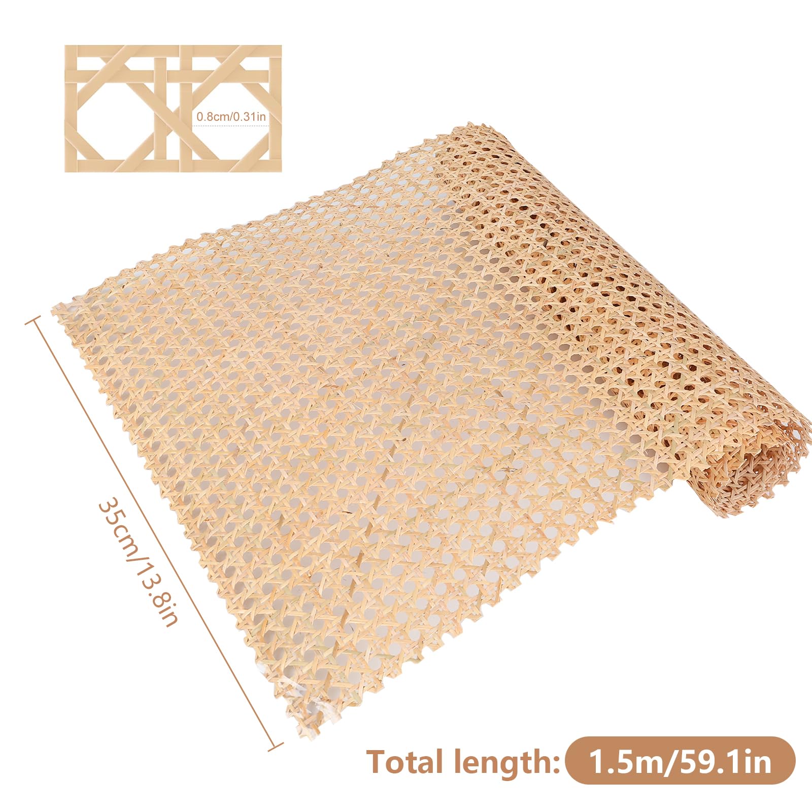 Rotolo di nastro in rattan intrecciato viennese, per fai da te, design a nido d'ape, 1,5 m x 35 cm, perfetto per artigianato, decorazioni per la casa e confezioni regalo