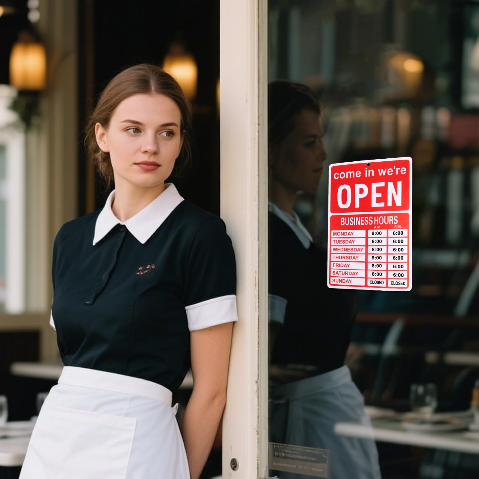 Letrero Horario Comercio, Letrero de Horario Comercial Tienda Escribible de Doble Cara con Bolígrafo y Pegatina Adecuado para Restaurantes Cafeterías Puertas y Ventanas Vidrio