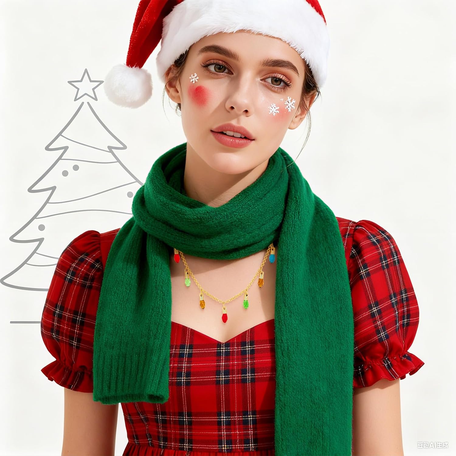 Christmas Chain Necklaces For Women Christmas Colorful Light Pendant Statement Necklace Xmas Fashion Jewelry Gift - Image 3