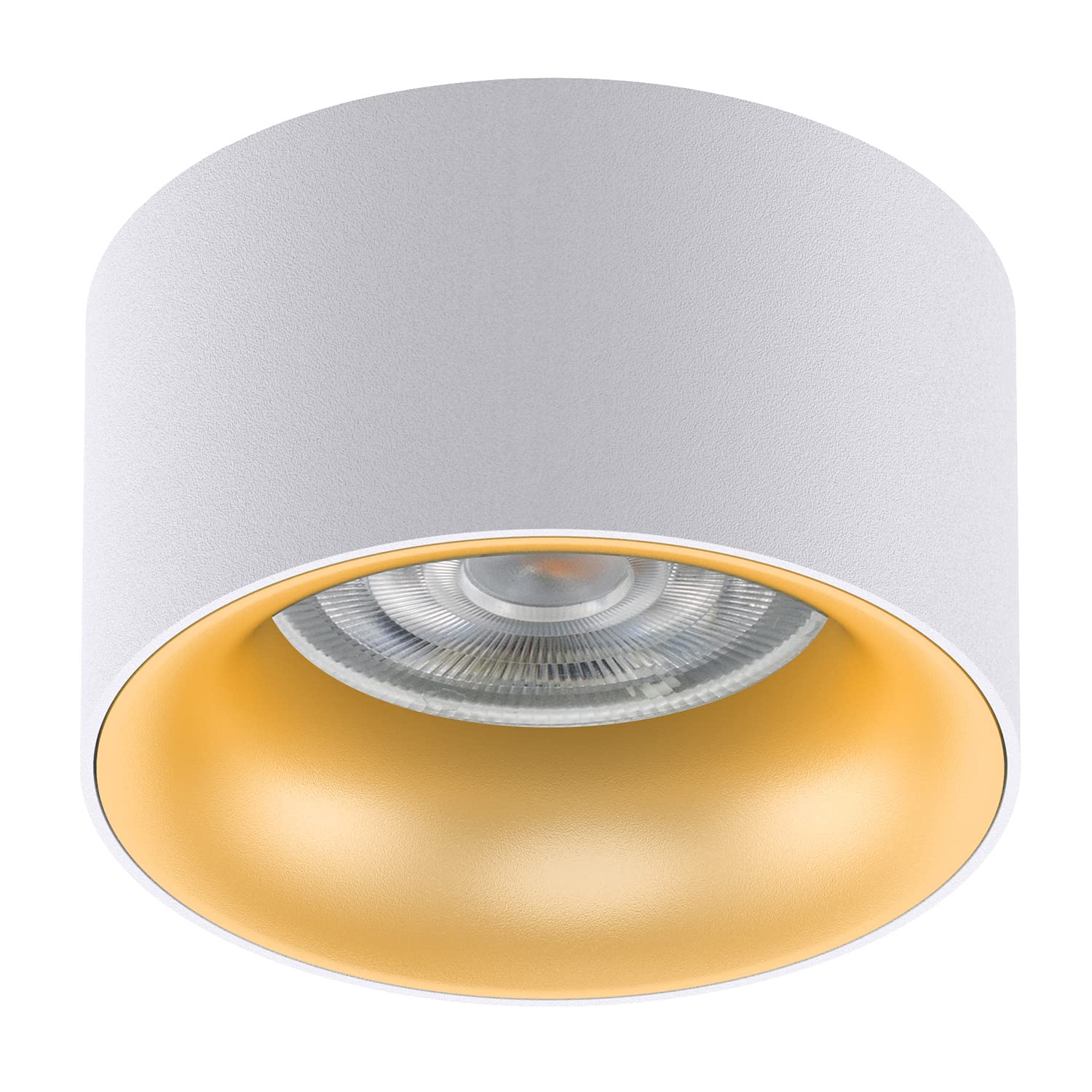 Maclean MCE457 Recessed Ceiling Light with GU5.3 MR16 Socket for LED and Halogen Bulbs up to 35 W 70 x 40 mm Round Aluminium (4 Pieces Without Bulbs, White) (White/Gold, 1 piece)
