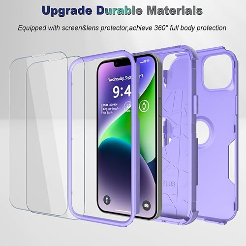 Miniatura 5 de Funda de teléfono para iPhone 13 y iPhone 14, antideslizante, a prueba de golpes, funda militar a prueba de caídas de 10 pies con 2 protectores de