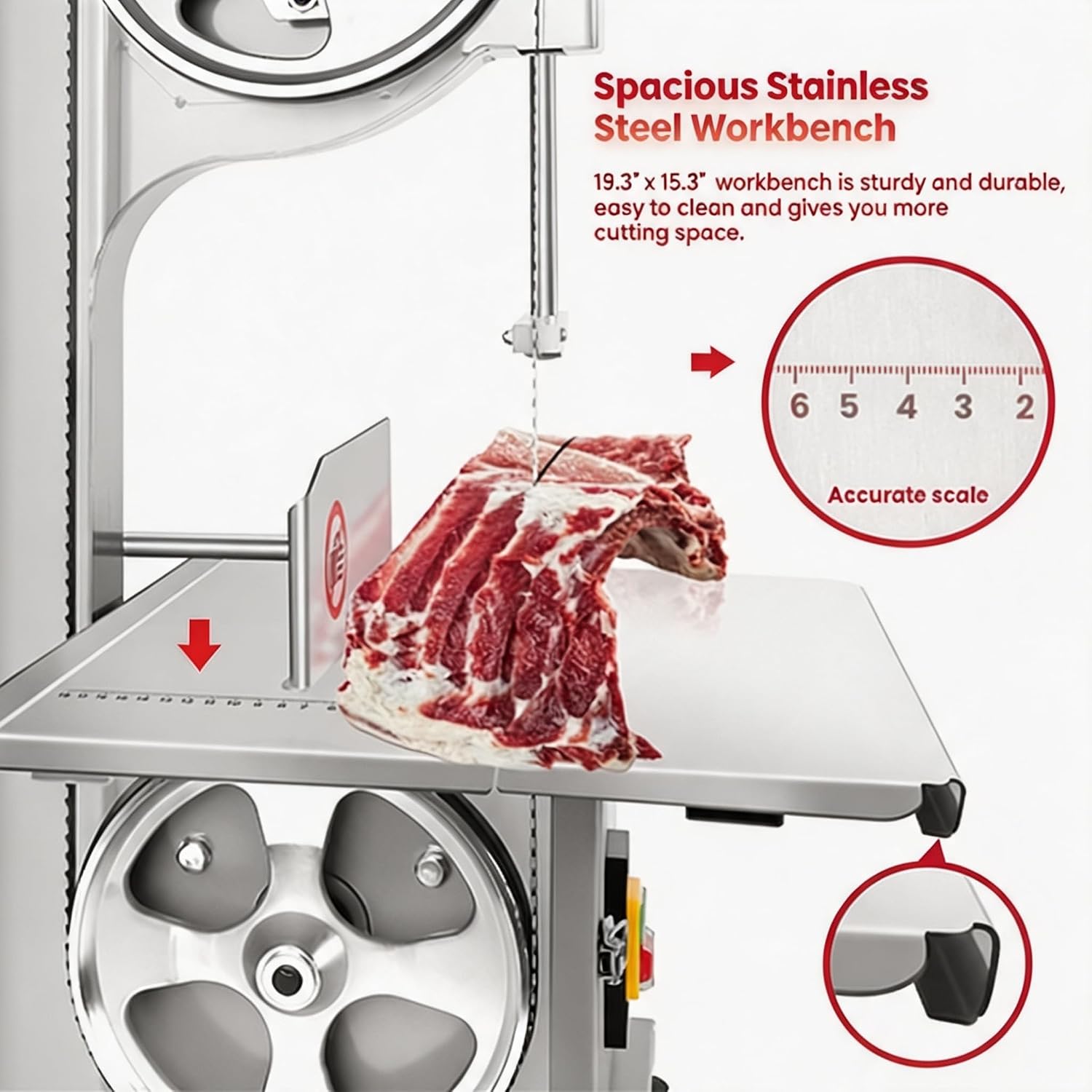 2500W Electric Bone Slicing Machine - 20" x 15" Heavy-Duty Meat Cutter for Professional Butchers and Home Chefs, Efficient Meat Processing Equipment