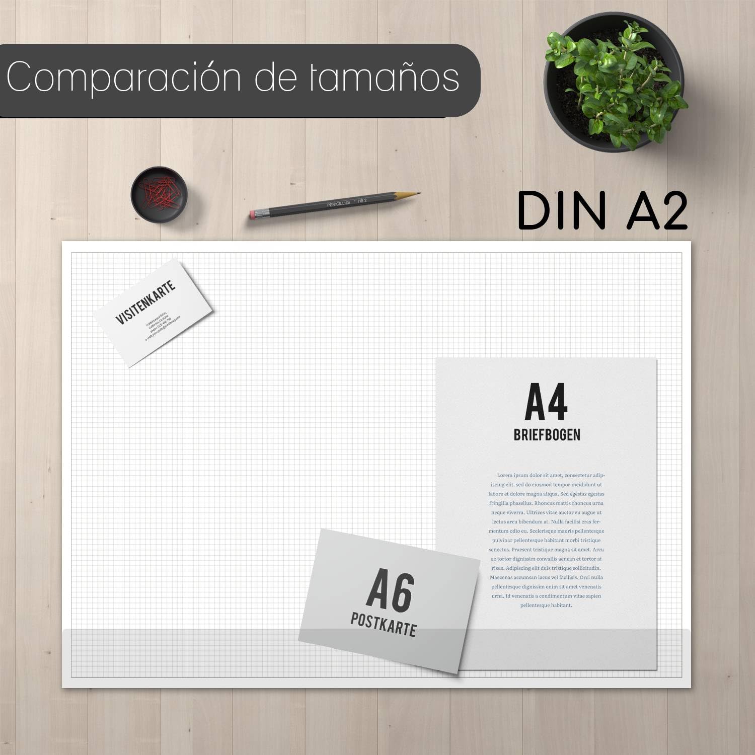 younikat Salvamanteles de escritorio A2 cuadriculado 40 hojas 2 uds - dv1236 | Papel offset 80 g/m², 42 x 59,4 cm, cuadrícula 5 x 5 mm, 40 hojas, cartón gris, pegado superior e inferior