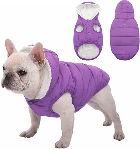 Miniatura 8 de SAWMONG Sudadera con capucha de forro polar para perro resistente al viento impermeable forro polar y algodón chaqueta cálida para perro para clima