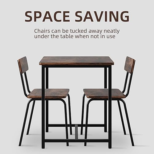 Miniatura 3 de KCMYOUNG Juego de mesa de comedor para 2  Mesa de cocina para 2, mesa de cocina cuadrada de madera para espacios pequeños, juego de mesa de desayuno