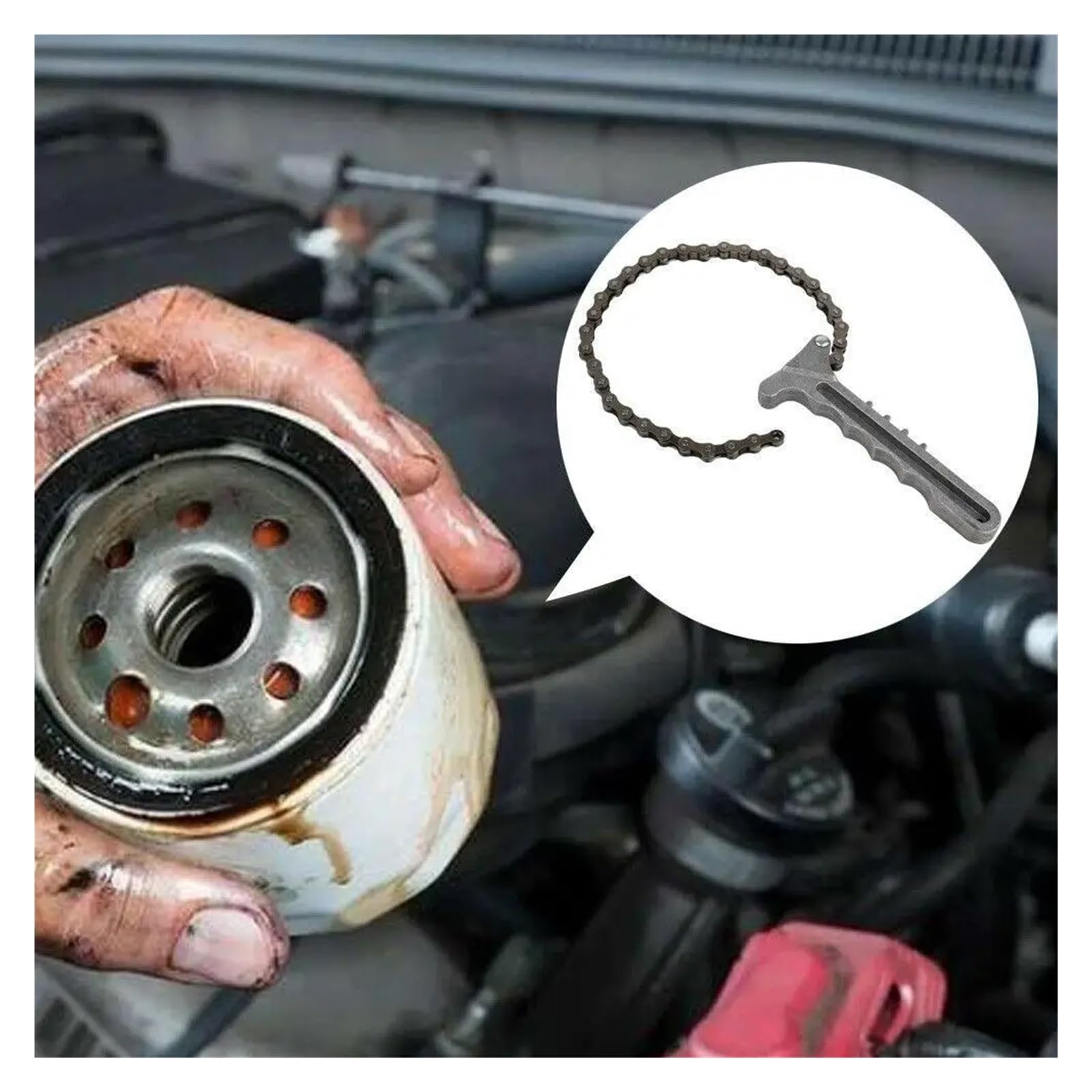 Ketten-Schraubenschlüssel Verstellbarer Motorrad-Ölfilterketten-Griffschlüssel-Entferner Autoreparaturwerkzeug