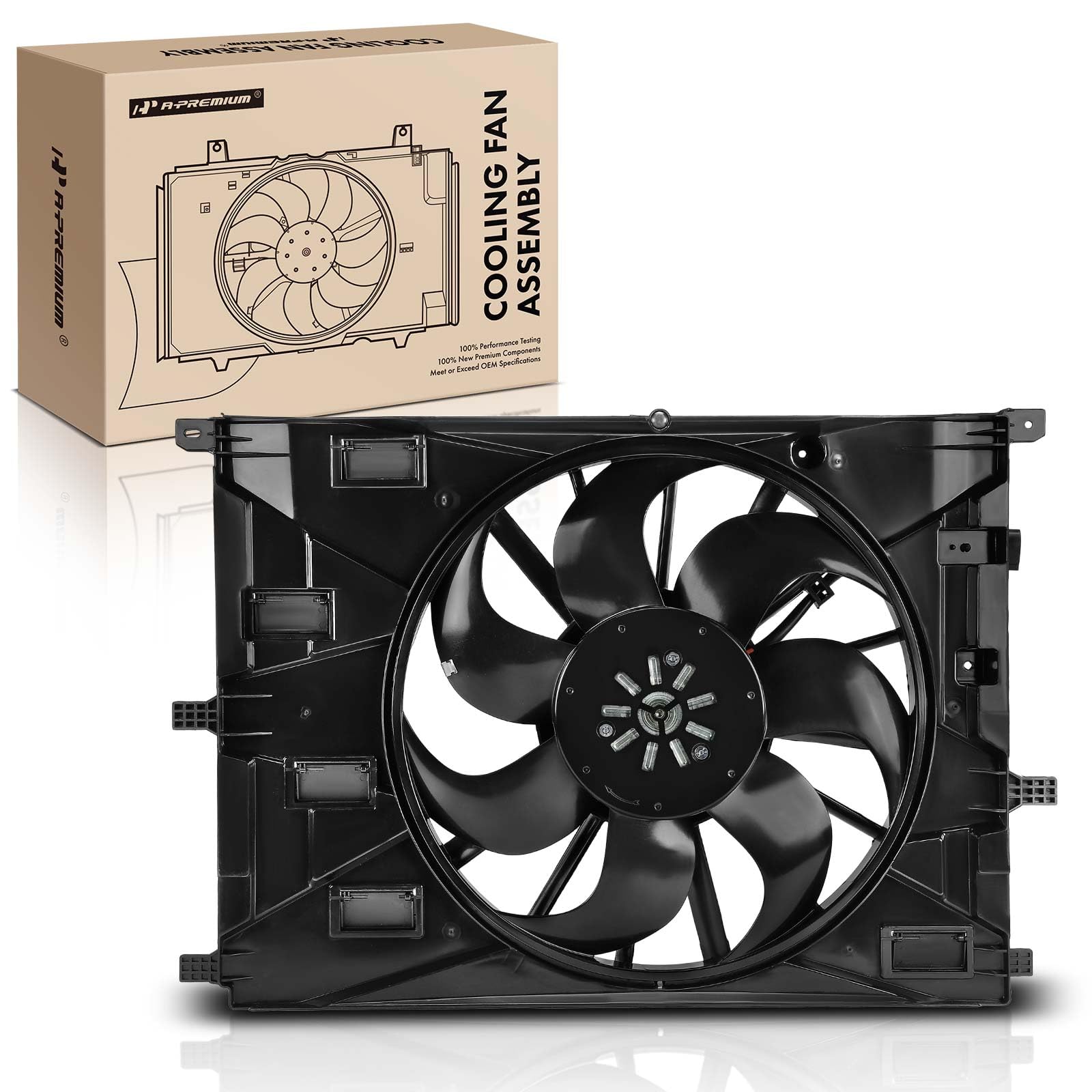 A-Premium Engine Radiator Cooling Fan Assembly with Brushless Motor Compatible with Select Buick & Chevrolet Models - Encore GX 2020-2024, Trailblazer 2021-2024, AWD Only