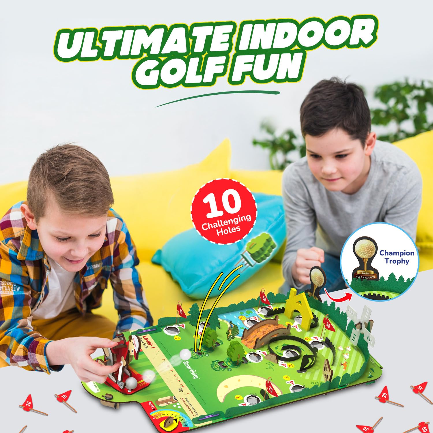 Smartivity Jeu de table de mini golf pour enfants de 6 à 12 ans, cadeaux d'anniversaire pour garçons et filles, jouet scientifique à faire soi-même pour enfants de 6, 7, 8, 9, 10, 11, 12, 13, 12 ans