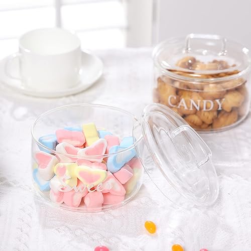 Miniatura 5 de KEKEHOME Plato de cristal para dulces de 11 onzas con tapa cubierta, tarro decorativo para galletas, cuenco de ensalada transparente, recipiente de