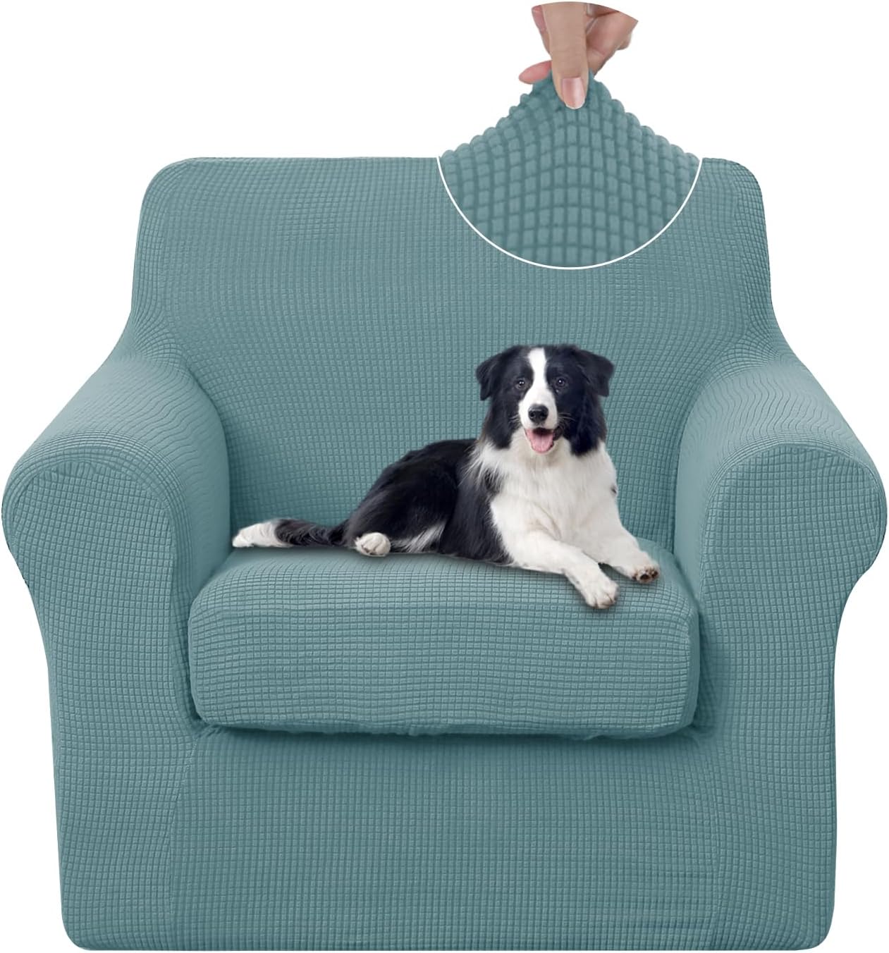 U-NICE HOME 4 Pieces Stretch Couch Cover Sofa Cover Washable Sofa Slipcover with Individual Seat Cushion for 3 Cushion Couch Sofa Pet Friendly(Sofa, Light Blue)