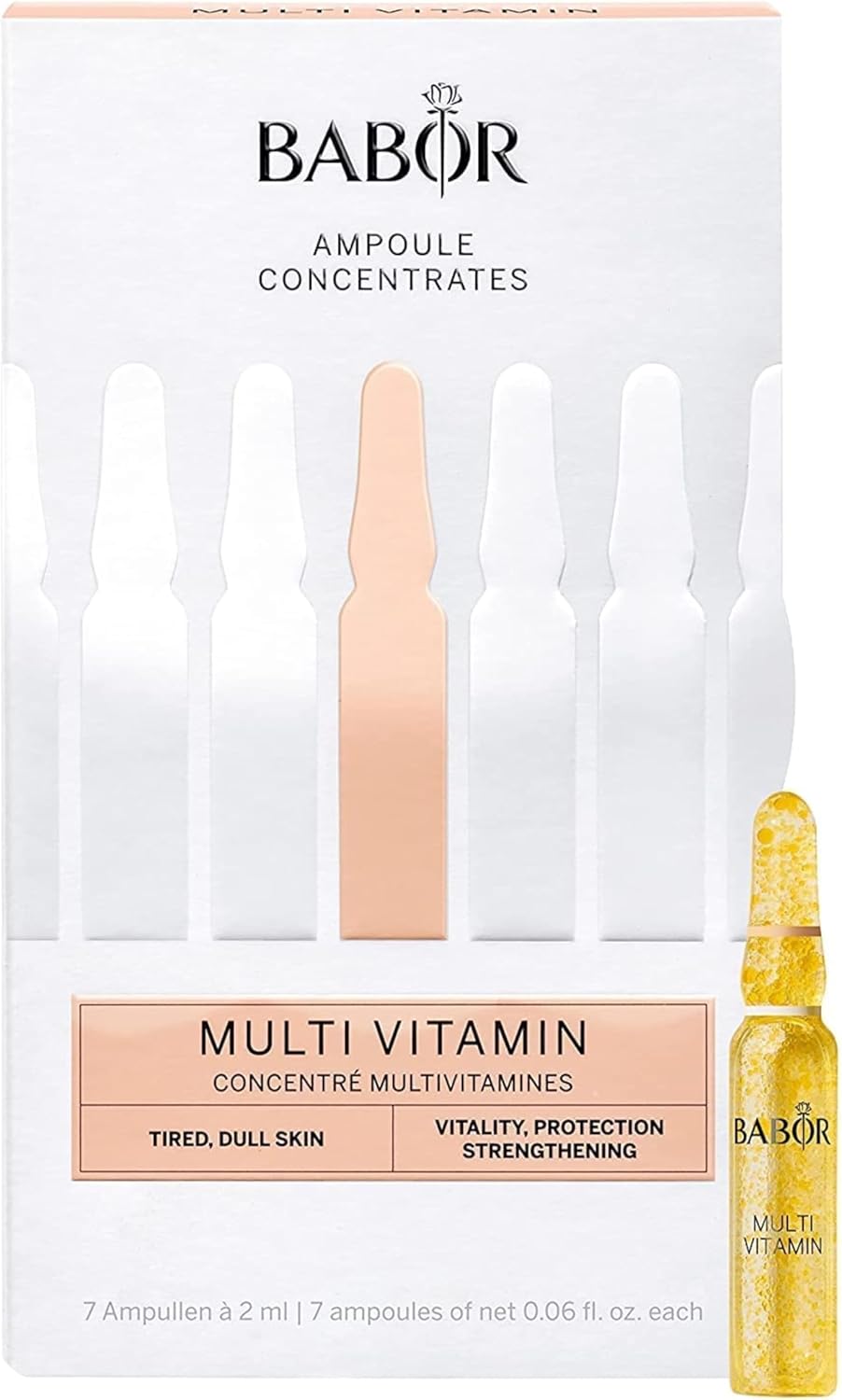 BABOR Multi Vitamin Serum Ampoules for the Face, with Vitamin E to Strengthen the Skin Barrier, 7 x 2 ml Concentrated Ampoules