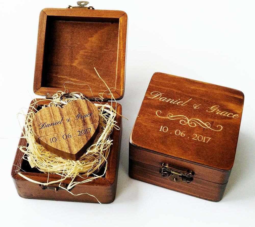 Personalized Wooden Heart Shaped Walnut 8GB USB Flash Drive, Engraved Wood USB Drive Custom Wooden Box, Wedding Photo Storage Gift, Birthday Gift, Business Promotional Gift (USB in Wooden Box)