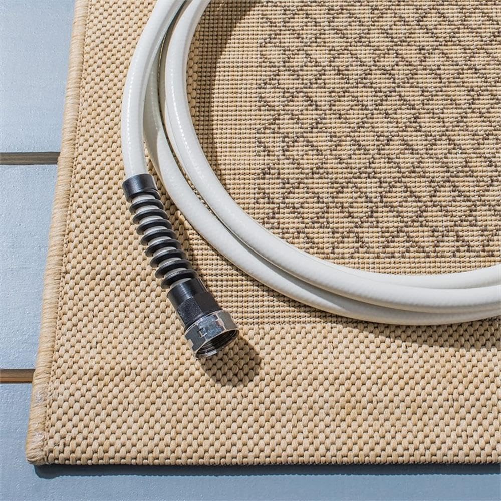 Pemberly Row Contemporary 9' x 12' Indoor Outdoor Area Rug, Natural Tone, Durable Floor Covering, Versatile Living Room, Dining Area, Patio or Covered Deck Rug for Large Furniture Groupings