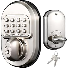 Mechanical Keyless Deadbolt Keypad Entry Door Lock, Sabbath Lock Zinc Alloy Commercial Grade 1 Rekeyable Shabbos - No Risk of Low Power, Compatible W/ SC1 Keyways - Round