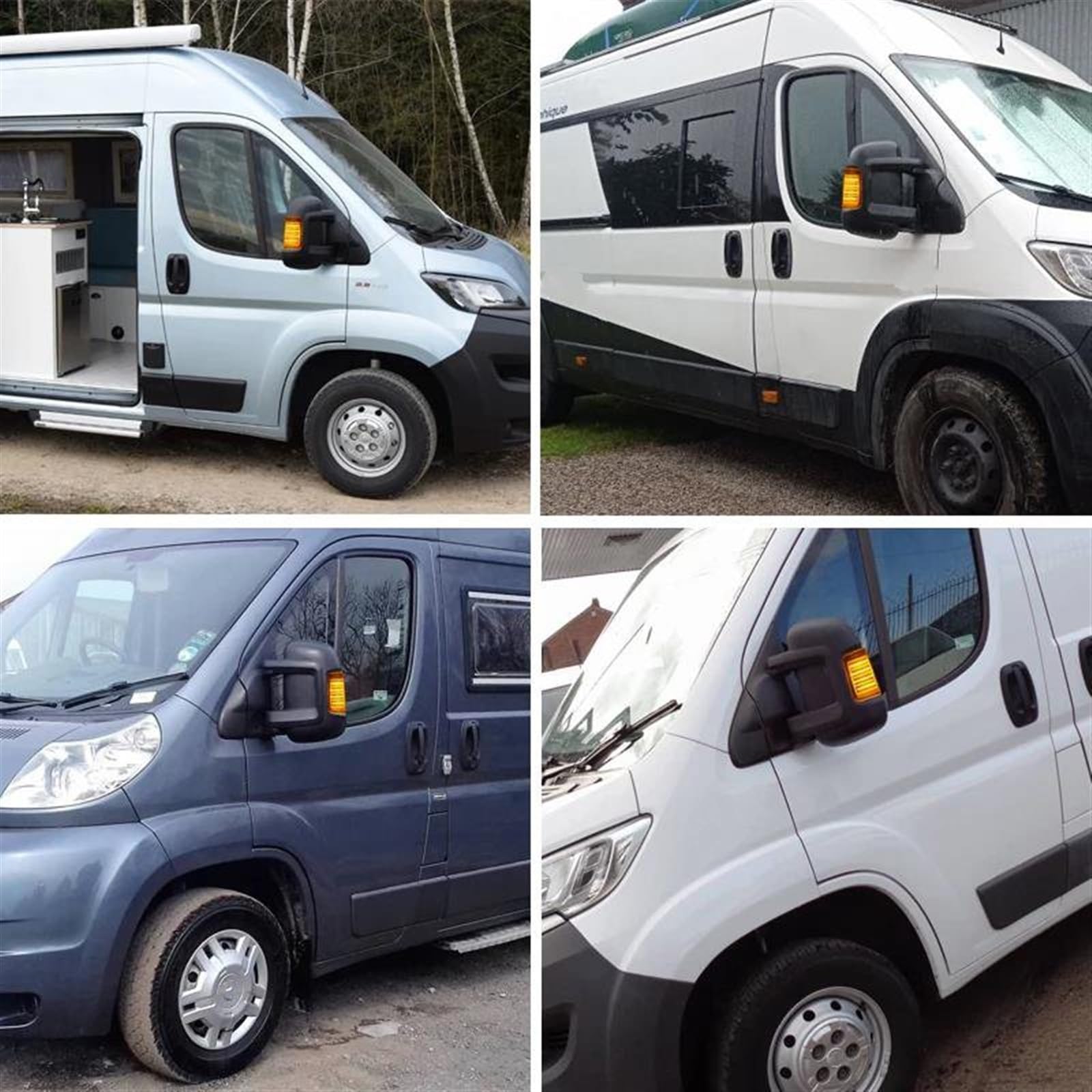 Auto Indicatore Direzione Compatibile con Fiat per Ducato 2006-2019 2 Pezzi Dinamici Specchietto Laterale Lampeggiante Indicatore di Direzione 6325H1 6325H0 71748253 71748255(Silver)
