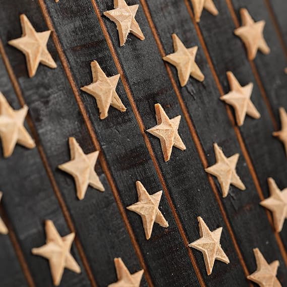 CONSDAN Wooden American Flag Wall Art, Rustic USA Hardwood Wall Decor, Dark Blue, 24x16