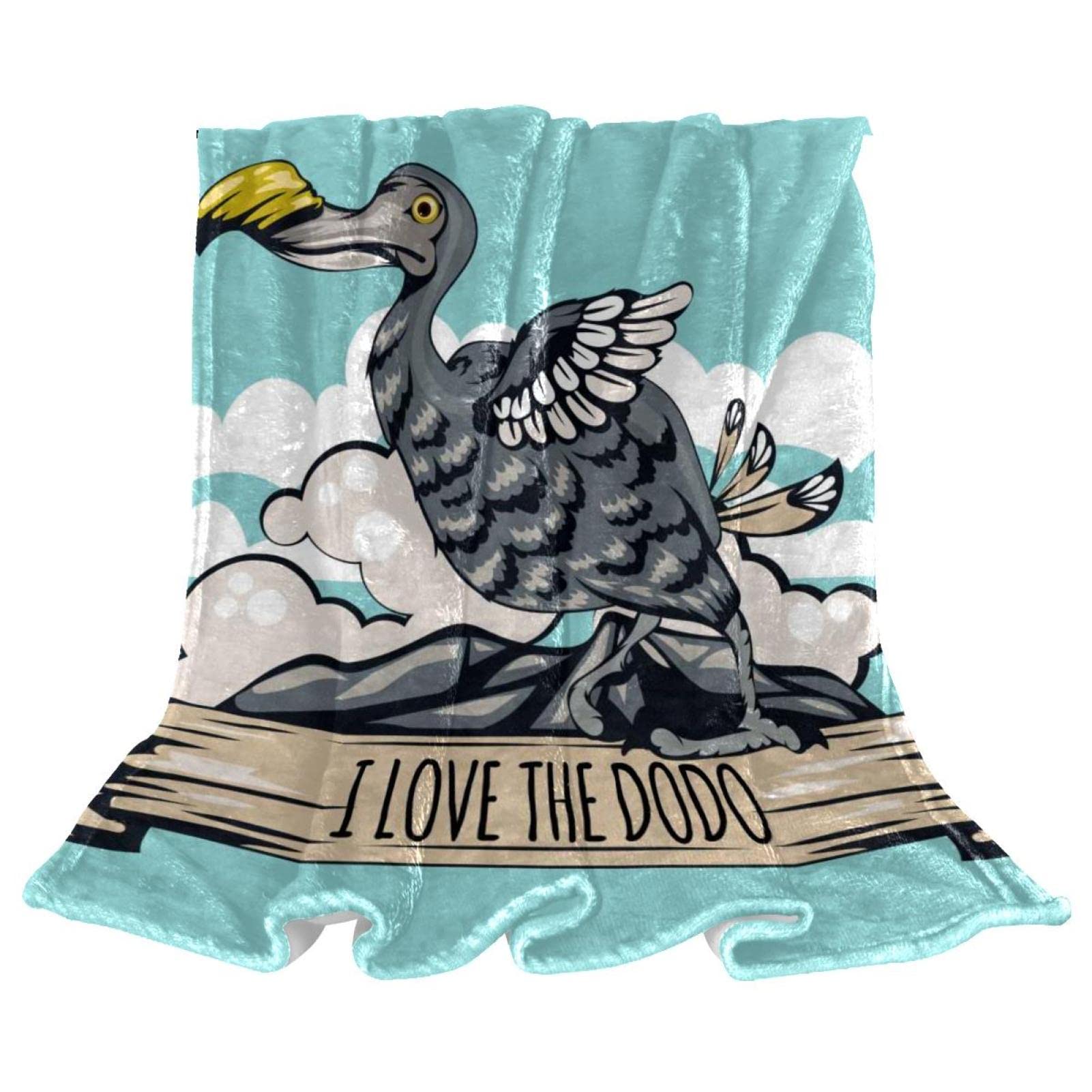 Dodo Bird Fleece Throw Blanket for Couch Lightweight Plush Fuzzy