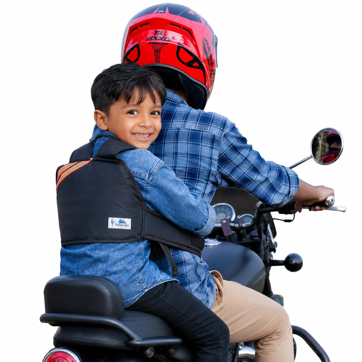 Newven Two Wheeler Child Safety Belt Adjustable Harness Belt for Motorcycle Ride Strap with Night Reflector and Double Buckled Safety Protection-image-22