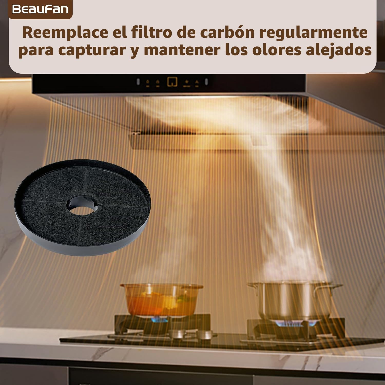 Paquete de 4 filtros de carbón activado CBCF002 compatibles con los modelos de campana extractora CIARRA CBCS6201, CBCB6201, CBCB6736C, CBCS6906D, CBCB6906D, CBCS9201, CBCB9201, CBCB6750C, CBCB6736D