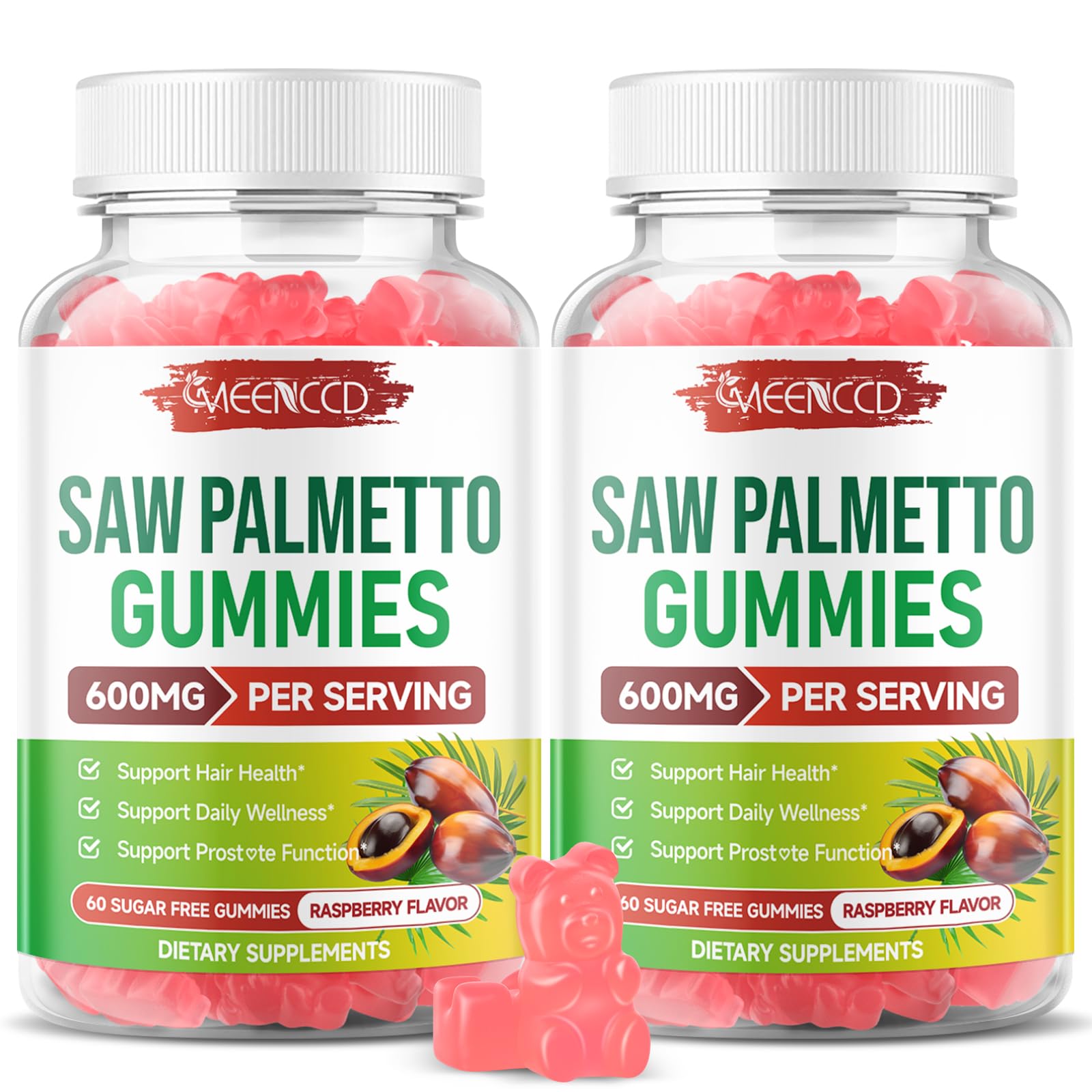 MEENCCD 2 Pack Saw Palmetto Gummies for Men & Women, Vegan, 120 Count 60 Count (Pack of 2)