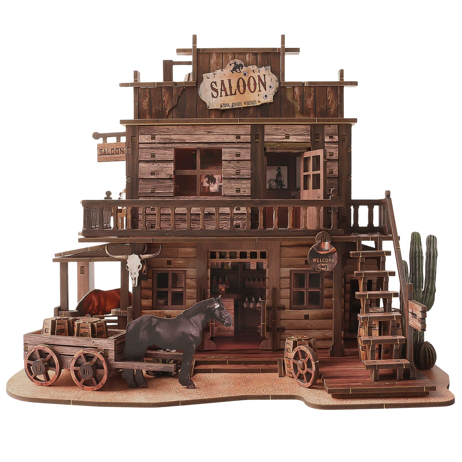 3D Puzzle Book Nook Crafts for Adults Bookshelf Décor, DIY Miniature House Kit 450 PCS, Western Home Décor Hobby Model Building Gift for Dad Boyfriend Husband Men Book Lovers