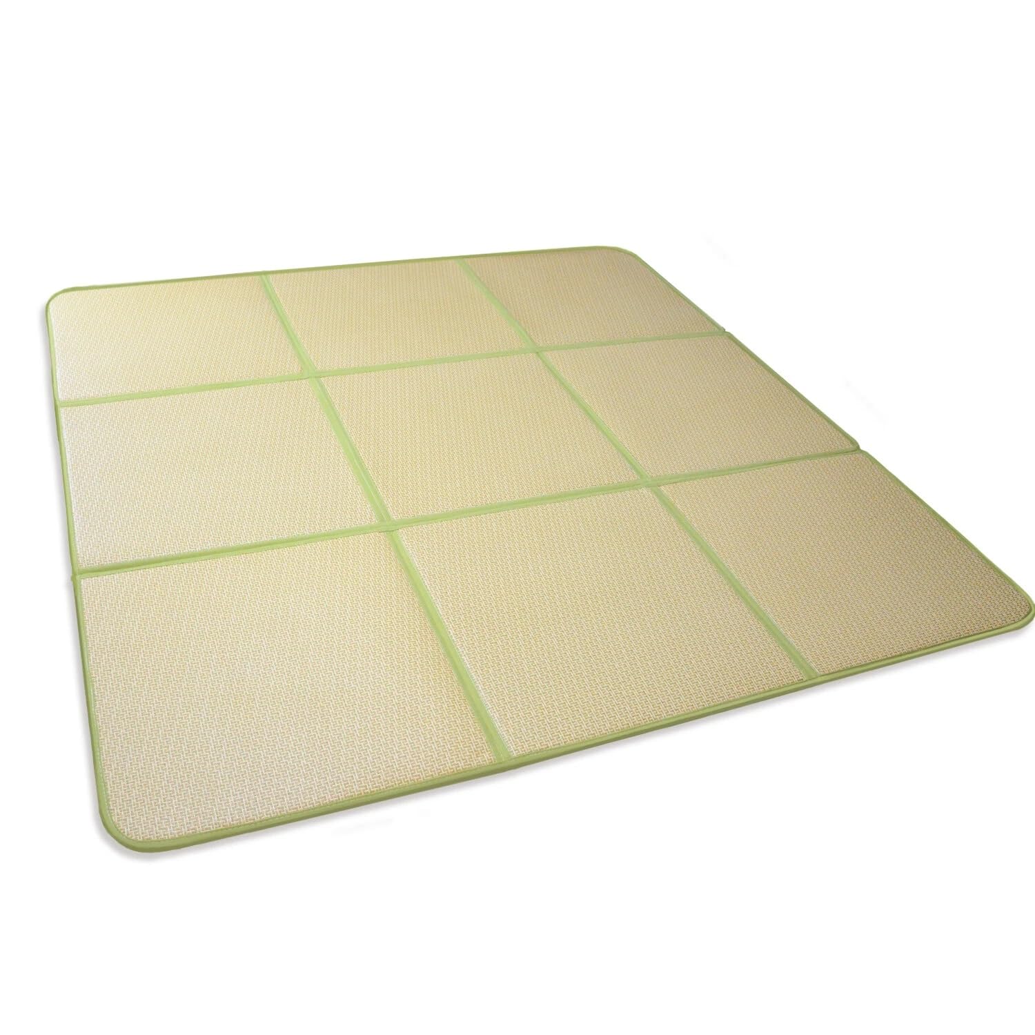 Japanese Tatami Mat 180 × 180 cm Foldable 9-Panel Floor Mat with Woven Surface Cushioned Layer Anti-Slip Backing Reinforced Edges for Living & Bedroom Meditation and Floor Sitting Natural Beige-picture-10