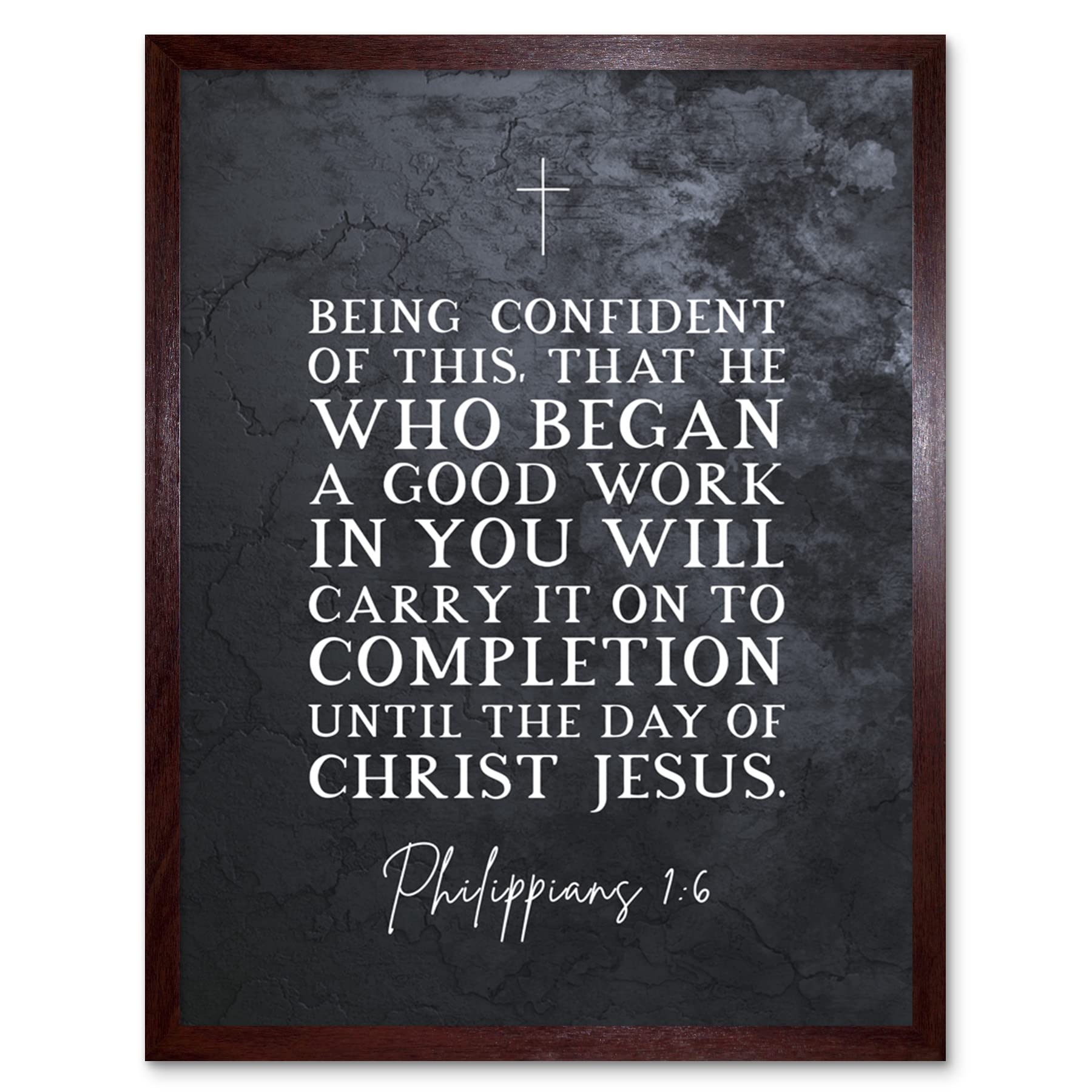 Philippians 1:6 Christian Bible Verse Print - Scripture Typography Art - Framed Wall Art - Artery8 - W12 x H16 inch