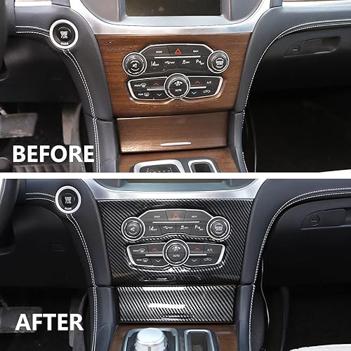 Miniatura 5 de crosselec Cubierta de panel de aire acondicionado con control central de fibra de carbono para Chrysler 300 2015-2021