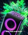 GKD62 Machine à karaoké pour adultes Enfants, 400W Haut-parleur Bluetooth portable avec 2 Microphones sans fil, construits dans AI Suppression vocale & Mic Priority, Records, Radio, Loud Sound for Home, DJ, Extérieur