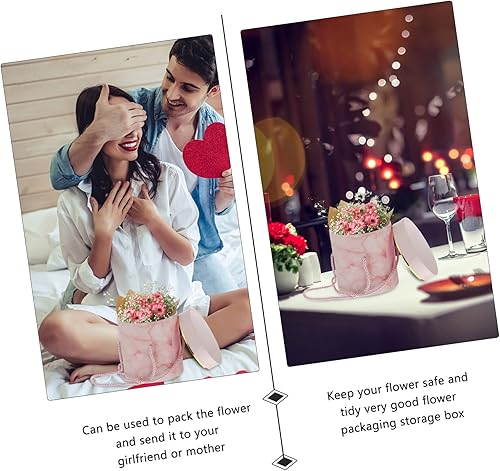 Miniatura 5 de NOLITOY Regalos de novia, 1 caja de regalo, almacenamiento portátil, decorativo, de lujo, vintage, sombrero, tapa de cubo de rosa, bodas, hogar,