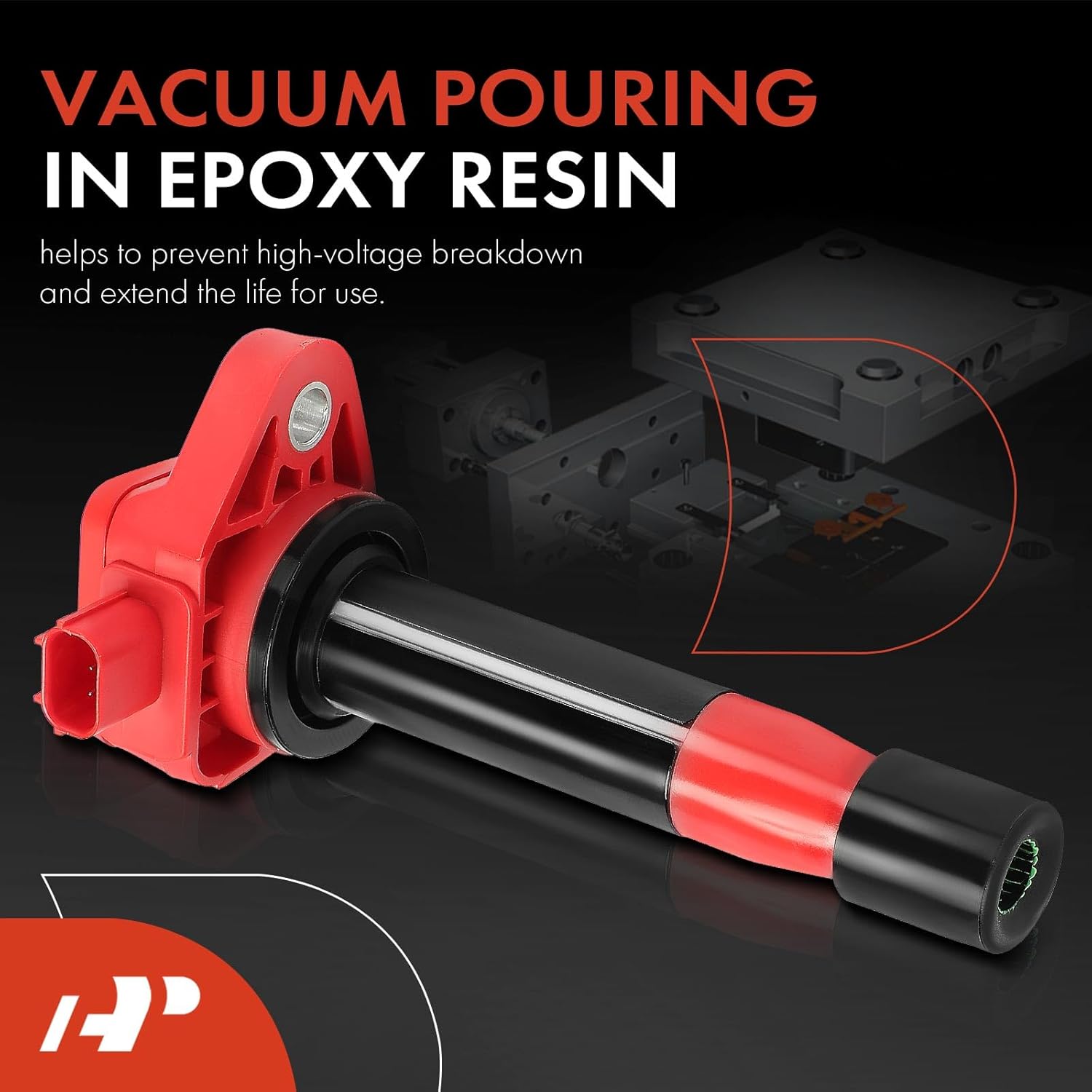 A-Premium (Red) Engine Ignition Coil Pack Compatible with Honda Accord 2008-2012, Accord Crosstour 2010-2011, Pilot, Odyssey, Ridgeline, Crosstour & Acura MDX, RDX, TSX, TL, ZDX, RL, 6-PC Set