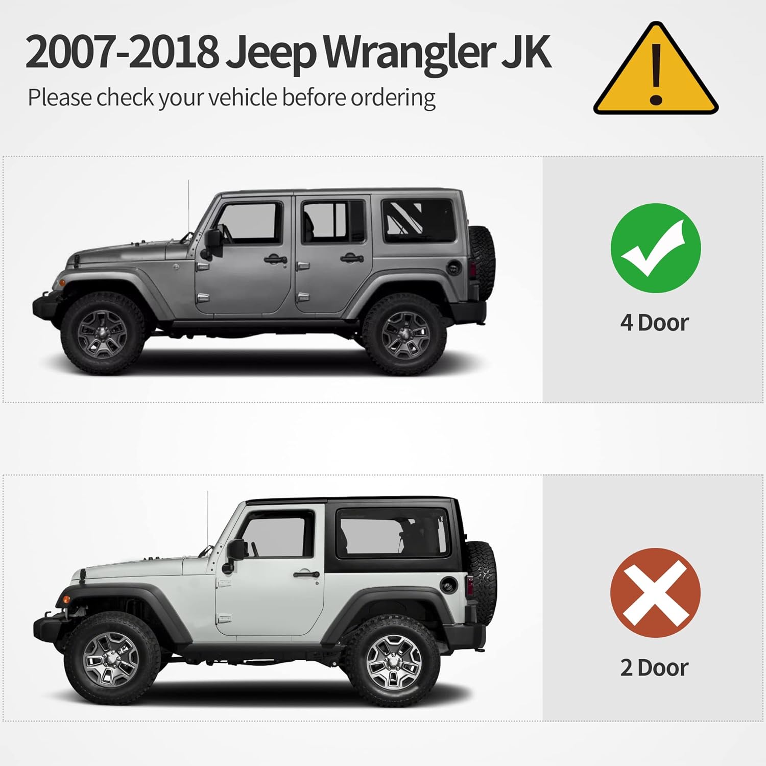 OEDRO 6'' Running Boards Compatible with 2007-2018 Jeep Wrangler JK 4 Door, Bolt-on Drop Side Steps Rails, Black Powder Coated Nerf Bars